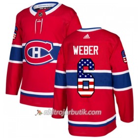 Män Ishockey Montreal Canadiens Tröja Shea Weber 6 Adidas 2017-2018 Röd USA Flag Fashion Authentic